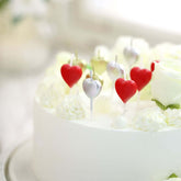 10-Pack Heart Shaped Cupcake Candles Love and Valentine Dessert Toppers - Red, Silver, and Gold