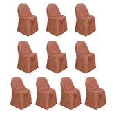 10 Pack Polyester Chair Covers for Folding Chairs Terracotta (Rust) - Wrinkle-Free Stain-Resistant Slip-On Slipcovers
