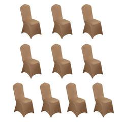 10 Pack Spandex Chair Covers for Banquet Chairs Taupe - Durable Reusable Stretch Slip-On Covers