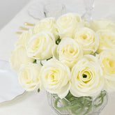 10 Pack 12" Ivory Silk Rose Stems, Artificial Flowers for Arrangements and Bouquets