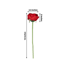 10 Pack 12" Red Silk Rose Stems, Artificial Flowers for Arrangements and Bouquets
