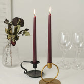 10-Pack Taper Candles Premium Wax Design Burgundy - Unscented Candles for Upscale Settings 10"