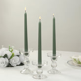 10-Pack Taper Candles Premium Wax Design Dusty Sage Green - Unscented Candles for Upscale Settings 10"