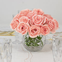 10 Pack 12" Pink Silk Rose Stems, Artificial Flowers for Arrangements and Bouquets