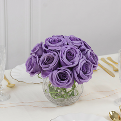 10 Pack 12" Purple Silk Rose Stems, Artificial Flowers for Arrangements and Bouquets