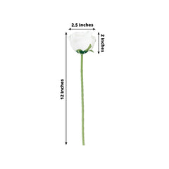 10 Pack 12" White Silk Rose Stems, Artificial Flowers for Arrangements and Bouquets