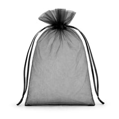 100 Pack Black Organza Gift Bags with Drawstring, 5" x 7" – Wedding Party Favor Bags