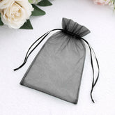 100 Pack Black Organza Gift Bags with Drawstring, 5" x 7" – Wedding Party Favor Bags