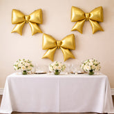 10 Pack Giant Decorative Foil Bow Balloons – Matte Gold Party Balloons for Backdrop, Photo Booth & Event Styling, 29″ x 27″ Inflated