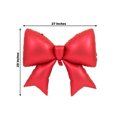 10 Pack Giant Decorative Foil Bow Balloons – Matte Red Party Balloons for Backdrop, Photo Booth & Event Styling, 29″ x 27″ Inflated