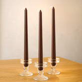 10-Pack Taper Candles Premium Wax Design Cinnamon Brown - Unscented Candles for Upscale Settings 10"