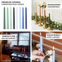 10-Pack Taper Candles Premium Wax Design White - Unscented Candles for Upscale Settings 12"