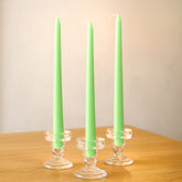 10-Pack Taper Candles Premium Wax Design Apple Green - Unscented Candles for Upscale Settings 10"