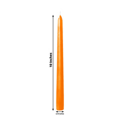10-Pack Taper Candles Premium Wax Design Orange - Unscented Candles for Upscale Settings 10"