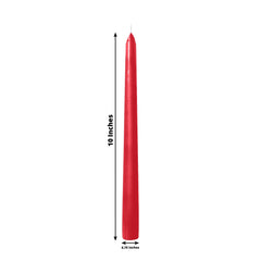 10-Pack Taper Candles Premium Wax Design Red - Unscented Candles for Upscale Settings 10"