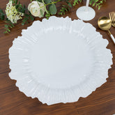 10 Pack Economy Reef Plastic Charger Plates – 13" Pearl White Dinner Plate Chargers for Weddings, Parties & Catering