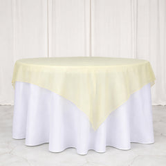 10 Pack Champagne Organza Table Overlay 72"x72" - Sheer Table Topper