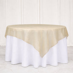 10 Pack Gold Organza Table Overlay 72"x72" - Sheer Table Topper