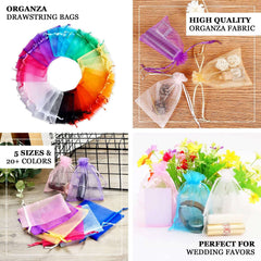100 Pack Black Organza Gift Bags with Drawstring, 6" x 9" – Wedding Party Favor Bags