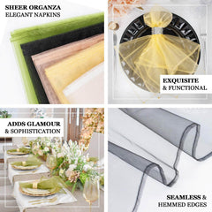 10 Pack Organza 23"x23" Napkins Silver - Sheer Cloth Napkins