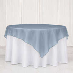 10 Pack Dusty Blue Organza Table Overlay 72"x72" - Sheer Table Topper