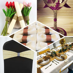10 Pack Rhinestone Napkin Rings with Velcro Brooch Buckle Pink - Stylish Design for Chair Sashes