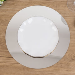 10-Pack Candle Plate Centerpiece Bases Circle Acrylic Mirror Tray Silver Round - Event Decor 10"