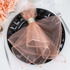 10 Pack Organza 23"x23" Napkins Dusty Rose - Sheer Cloth Napkins