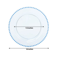 10-Pack Plastic 10" Round Dinner Plates in Transparent Dusty Blue with Beaded Rim - Disposable Party Plates for Banquets & Festive Occasions