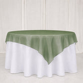 10 Pack Dusty Sage Green Organza Table Overlay 72"x72" - Sheer Table Topper