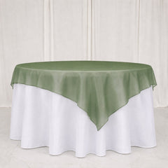 10 Pack Dusty Sage Green Organza Table Overlay 72"x72" - Sheer Table Topper