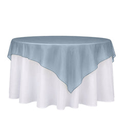 10 Pack Dusty Blue Organza Table Overlay 72"x72" - Sheer Table Topper