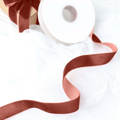 10 Yards Terracotta (Rust) 1" Velvet Single Faced Ribbon Spool, DIY Craft Supplies, Velvet and Nylon Ribbon Roll