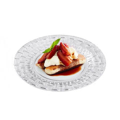 10-Pack Dessert Plates Basketweave Rim Design Clear - Plastic Disposable Salad Plates for Parties 7"