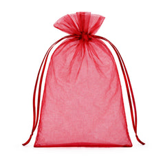 100 Pack Burgundy Organza Gift Bags with Drawstring, 5" x 7" – Wedding Party Favor Bags