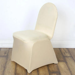 10 Pack Spandex Chair Covers for Banquet Chairs Champagne - Durable Reusable Stretch Slip-On Covers