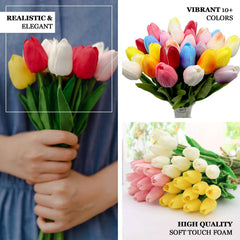 10 Pack 13" Artificial White Tulip Flower Stems – Real Touch Foam