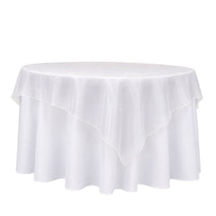10 Pack White Organza Table Overlay 72"x72" - Sheer Table Topper
