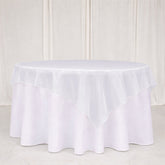 10 Pack White Organza Table Overlay 72"x72" - Sheer Table Topper