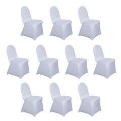 10 Pack Spandex Chair Covers for Banquet Chairs White - Durable Reusable Stretch Slip-On Covers for Gatherings