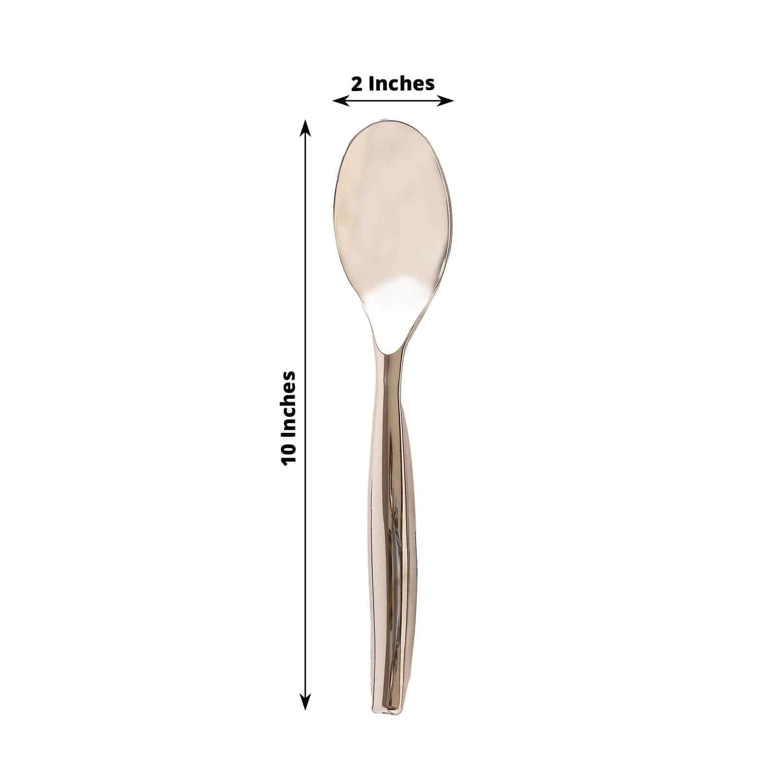 10-Pack Plastic Serving Spoons Silver for Buffet & Party Tables 10"