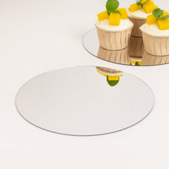 10-Pack Candle Plate Centerpiece Bases Circle Acrylic Mirror Tray Silver Round - Event Decor 8"