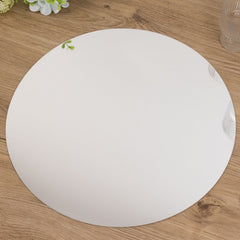 10-Pack Candle Plate Circle Acrylic Mirror Tray Silver Round - Event Centerpiece Decor 14"