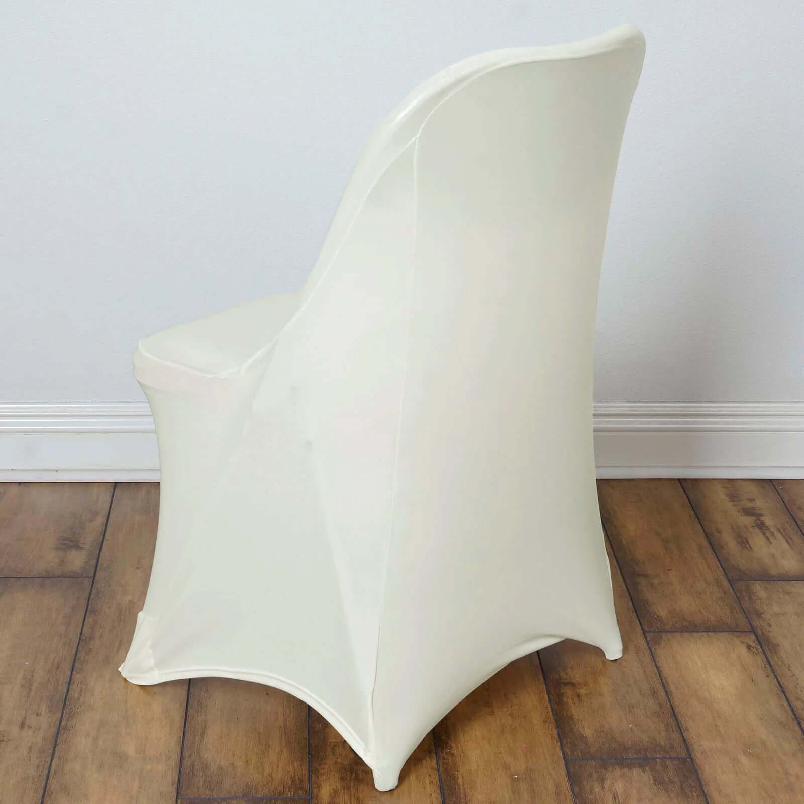 10 Pack Stretch Spandex Chair Covers Ivory for Folding Chairs - Durable 160GSM Fitted Slipcovers