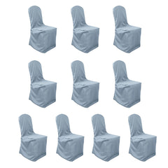 10 Pack Polyester Chair Cover for Banquet Chairs Dusty Blue - Stain-Resistant Reusable Slip-On Slipcover