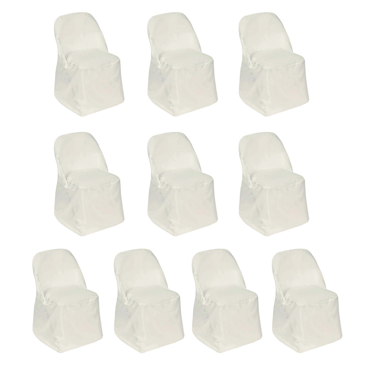 10 Pack Polyester Chair Covers for Folding Chairs Ivory - Wrinkle-Free Stain-Resistant Slip-On Slipcovers