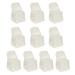 10 Pack Polyester Chair Covers for Folding Chairs Ivory - Wrinkle-Free Stain-Resistant Slip-On Slipcovers