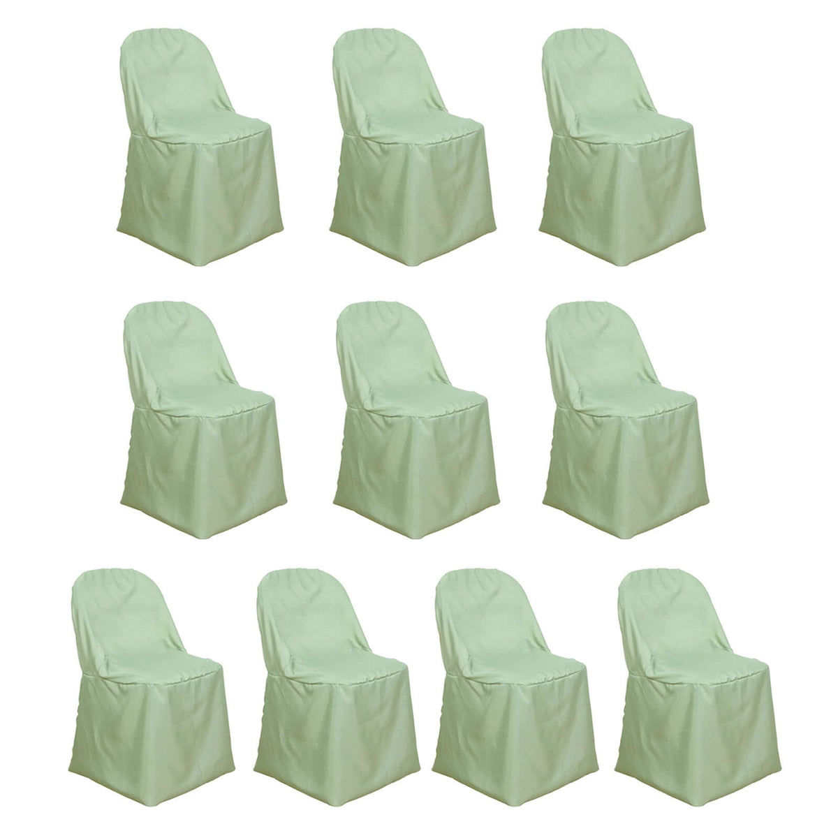 10 Pack Polyester Chair Covers for Folding Chairs Sage Green - Wrinkle-Free Stain-Resistant Slip-On Slipcovers