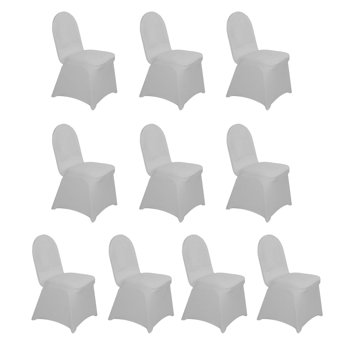 10 Pack Spandex Chair Covers for Banquet Chairs Silver - Durable Reusable Stretch Slip-On Covers