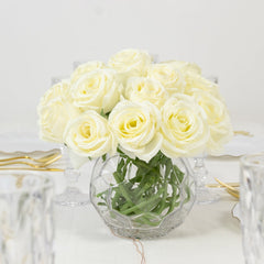 10 Pack 12" Ivory Silk Rose Stems, Artificial Flowers for Arrangements and Bouquets